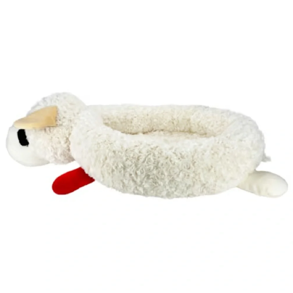 LMT: Plush Lamb (small) Pet Cozy Bed - Cream in Color